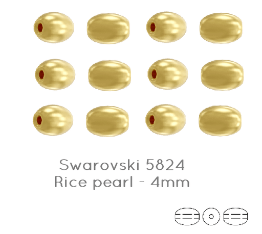 5824 Swarovski rice Gold Pearl 4mm - 0.4mm (20)