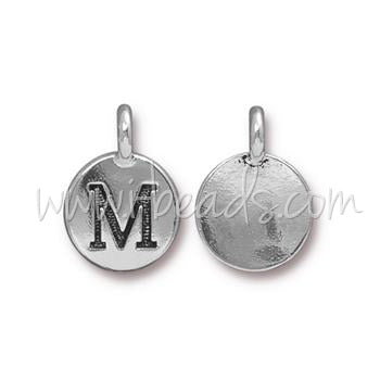 Letter charm M antique silver plated 11mm (1)