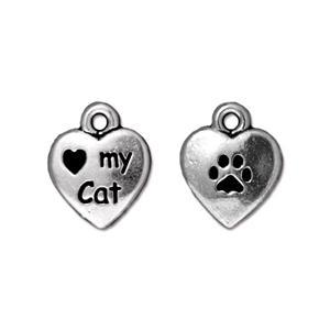 Buy heart love my cat charm silver plated 10x12mm (1)