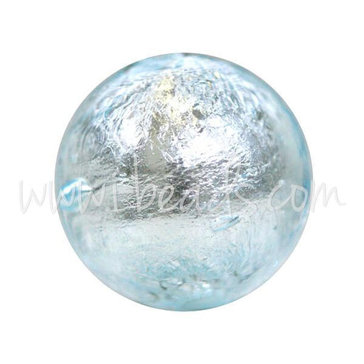 Buy Murano bead round pale blue and silver 12mm (1)