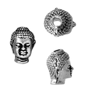 Buddha bead metal antique silver plated 14mm (1)