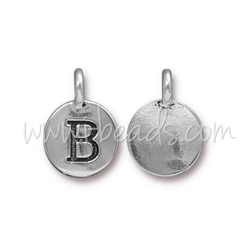 Letter charm B antique silver plated 11mm (1)