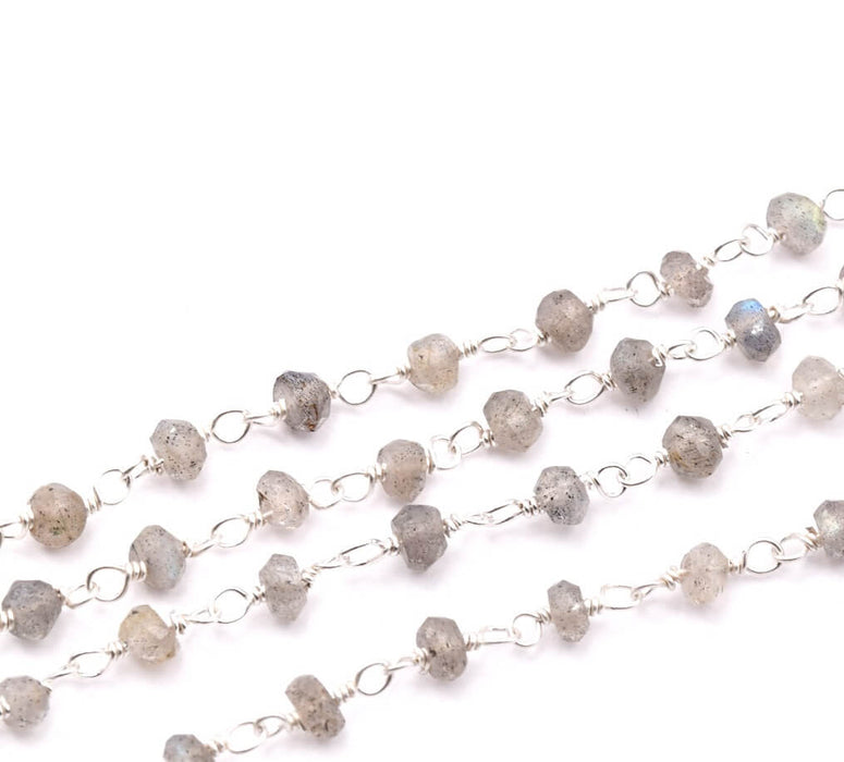 Rosary chain Silver and LABRADORITE beads 2,5-3mmm (10cm)