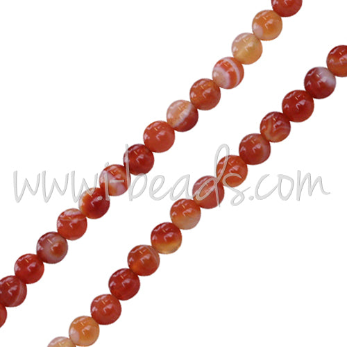 Stripe Agate Orange Round beads 4mm strand (1)