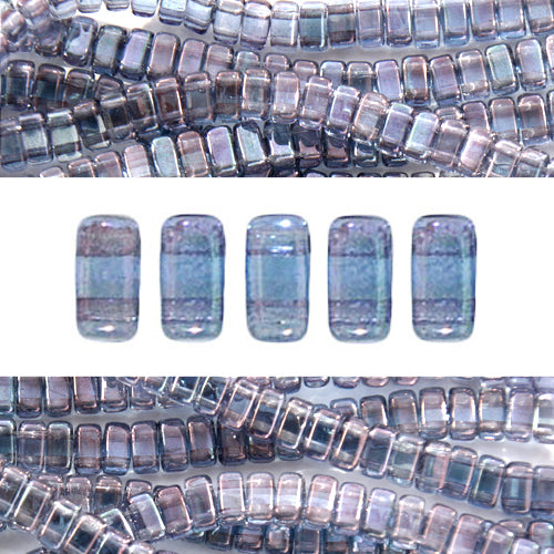 2 holes CzechMates bricks luster transparent amethyst 3x6mm (50)