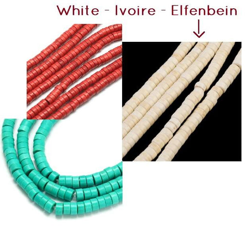Heishi beads Reconstructed Turquoise WHITE 4x2mm 39cm (Sold per 1 strand)