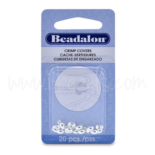 20 crimp covers pre-opened bead metal silver plated 4mm (1)