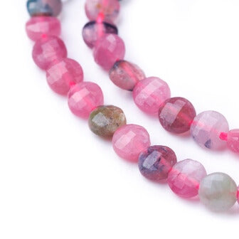 Tourmaline flat round facetted beads 4mm hole: 0.6mm (10)