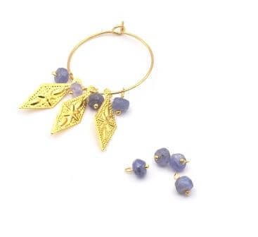 small charm with tanzanite bead and vermeil pin-Bead:4mm (4)