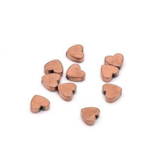 Reconstituted Hematite AA Grade HEART Plated dark Rose Gold - 6mm Hole: 1mm (Sold by 10 units)