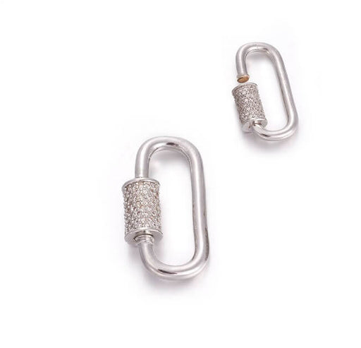 Screw clasp jewel pendant link with zirconium color platinum 30x13mm (1)