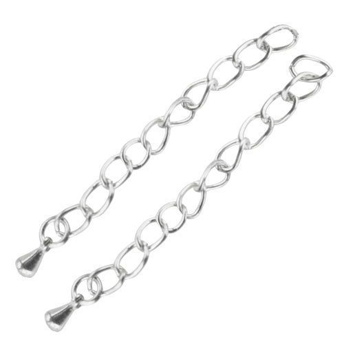 Extension chain with tear drop metal silver finish 50mm (2)