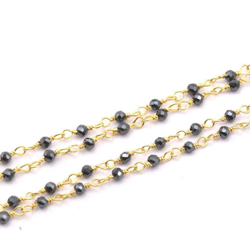Rosary chain Silver and Gold Plated and Pyrite beads 2mmm (10cm)