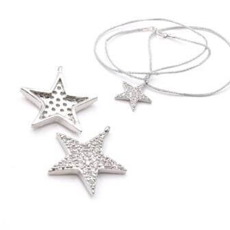 Star pendant in Alloy with tiny Zirconia Platinum 16mm-hole:1mm (1)