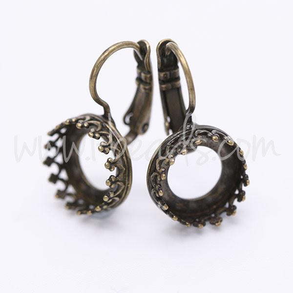 Vintage earrings settings for Swarovski 1122 10mm/SS47 brass (2)