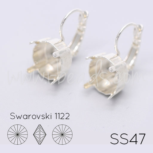 Earring setting for Swarovski 1122 rivoli SS47 silver plated (2)
