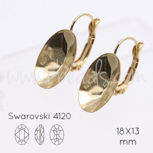 Cupped earring setting for Swarovski 4120 18x13mm gold plated (2)