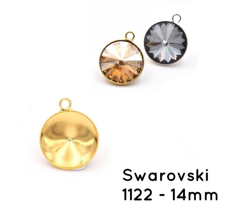 Pendant setting cupped GOLD Plated for Swarovski 1122 -14mm (1)