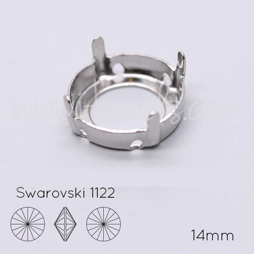 Sew on setting for Swarovski 1122 rivoli 14mm rhodium (2)