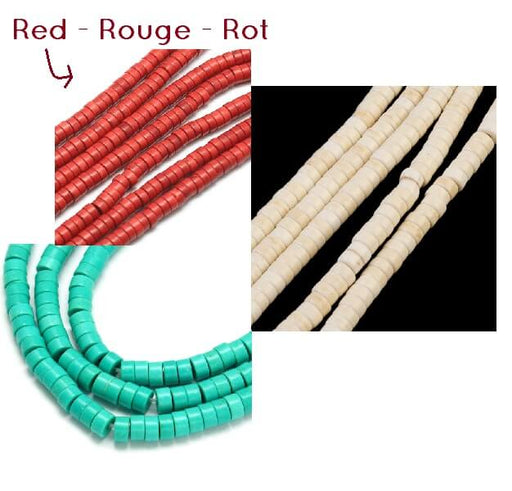 Heishi beads Reconstructed Turquoise Fire Brick 4x2mm 39cm (Sold per 1 strand)