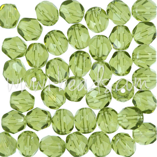 Czech fire-polished beads olivine 6mm (50)