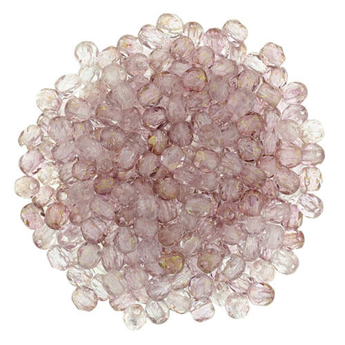 Czech fire-polished beads transparent TRANSPARENT TOPAZ/PINK 2mm (30)