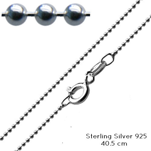 Buy Sterling Silver Finished 1.2mm Ball Chain 40cm (1)