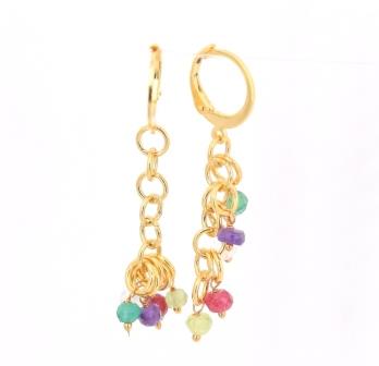 Colors : Earrings with rolo chain and gemstones charms
