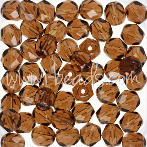 Buy Czech fire-polished beads smoked topaz 6mm (50)