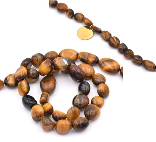 Nuggets beads tiger Eye Beads app 8-10mm, hole 0.8mm (1 strand)