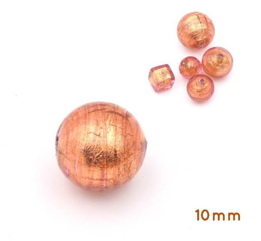 Buy Murano bead round copper and gold 10mm (1)