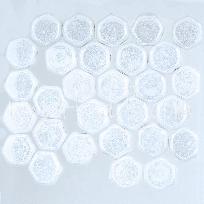 Honeycomb beads 6mm chalk luster (30)