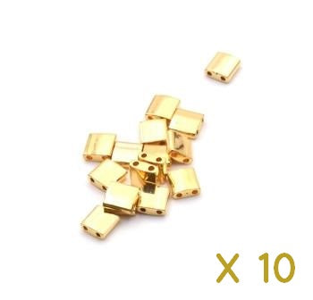 Cc191 - Miyuki tila beads 24kt gold plated 5mm (10 beads)