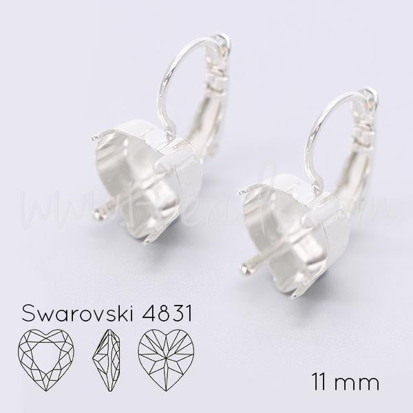 Earring setting for Swarovski heart 4831 11mm silver plated (2)