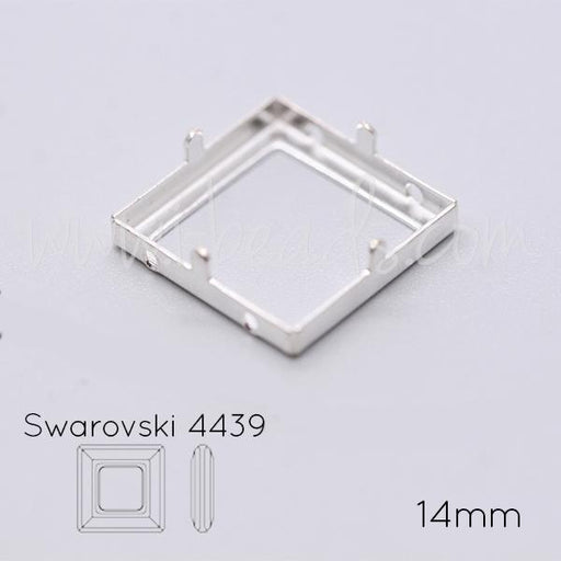 Sew on setting for Swarovski 4439 cosmic square 14mm silver plated (1)