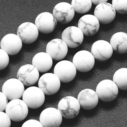 White Howlite Beads, Frosted, Round- 6mm (1 strand)