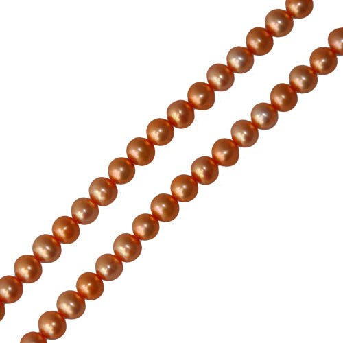 Freshwater pearls potato round shape peach orange 5mm (1)