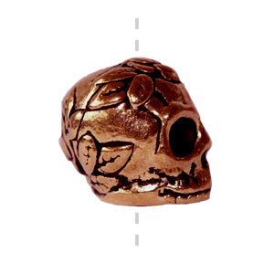 Skull and rose bead metal antique copper plated 10mm (1)