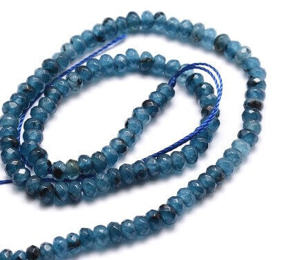 Buy Natural Jade Dyed rondelle Mignight blue rondelle 4X2.5mm hole: 1mm (1 strand)