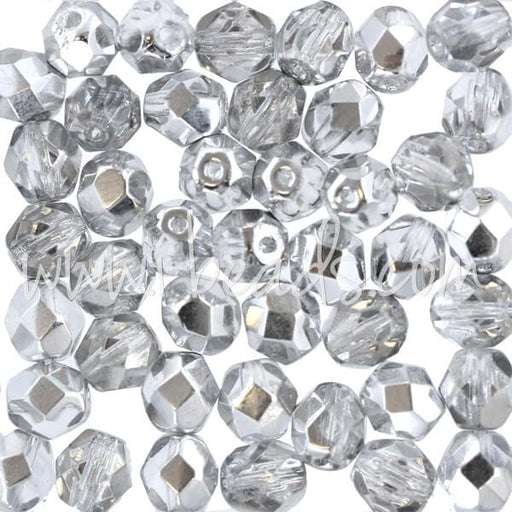 Buy Czech fire-polished beads crystal comet light silver 6mm (50)