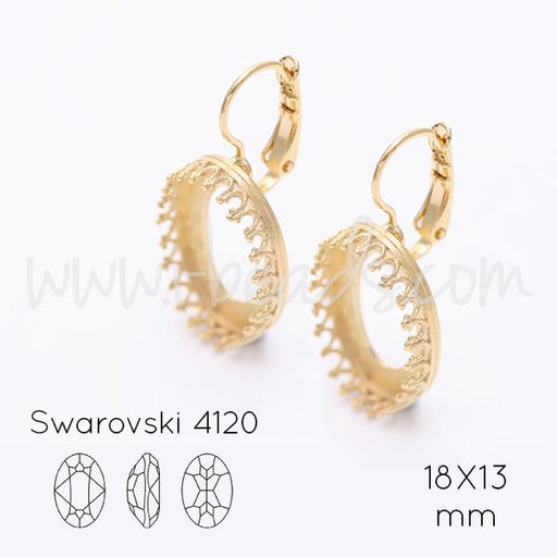 Vintage earrings settings for Swarovski 4120 18x13mm gold plated (2)