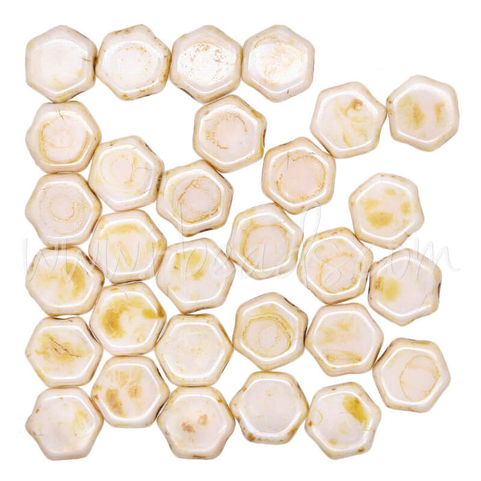 Honeycomb beads 6mm honey drizzle (30)