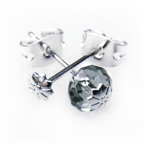 Bead stud earring daisy setting metal silver plated (2)