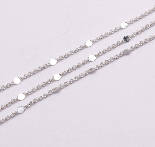 Fancy chain colour silver plated quality -flat coin 2mm (50cm)