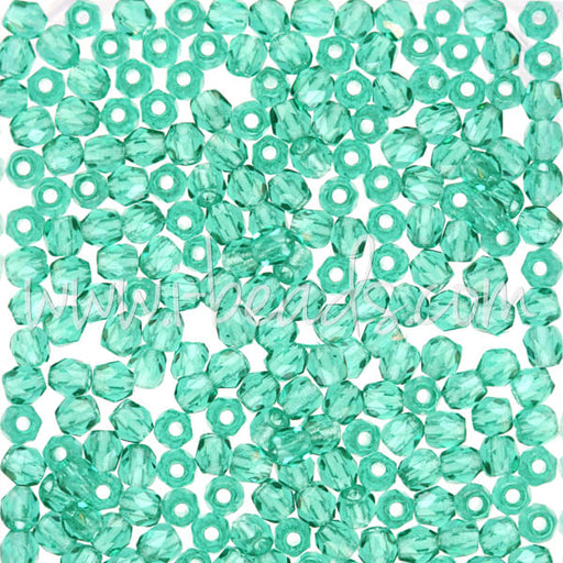 Czech fire-polished beads emerald 3mm (50)