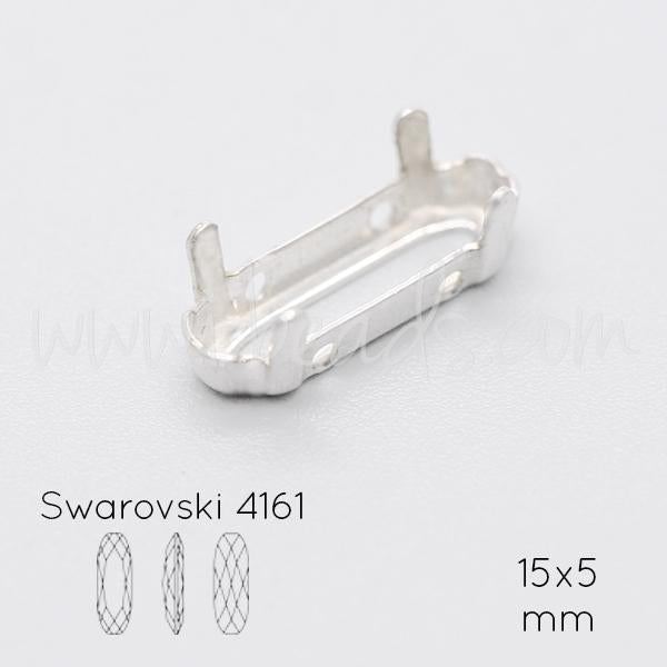 Sew on setting for Swarovski 4161 15x5mm silver plated (1)