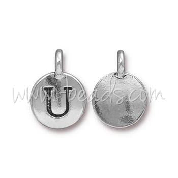 Letter charm U antique silver plated 11mm (1)
