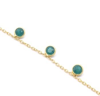 Chain Silver gold plated and 3 green onyx charms 4.5mm (3 charms = 4,5cm)