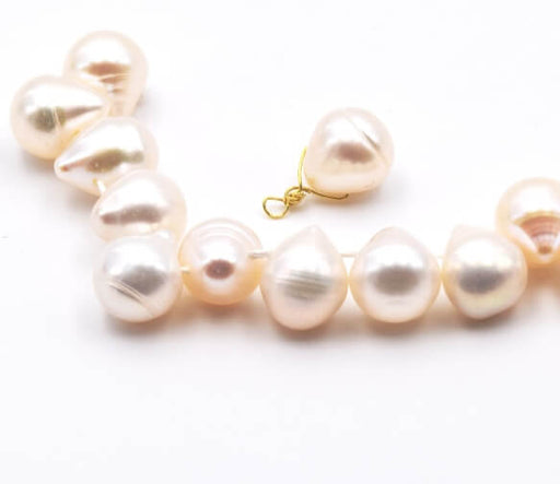Freshwater pearls head drilled PEAR shape white 8x7mm (2)