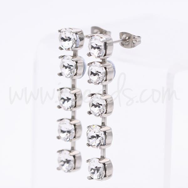 Earring setting for 5 Swarovski 1088 SS29 rhodium (2)